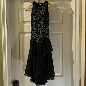 Ice dance dress Women’s Large in black & gold with added Swarovski crystals